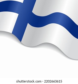 Finnish flag wavy abstract background. Vector illustration.