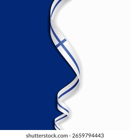 Finnish flag wavy abstract background layout. Vector illustration.