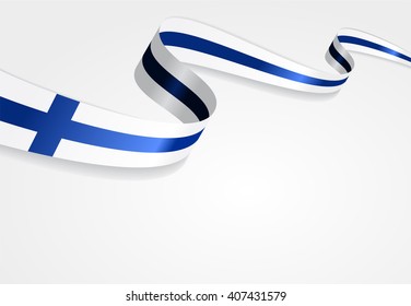 Finnish flag wavy abstract background. Vector illustration.