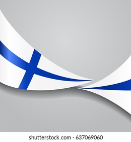 Finnish flag wavy abstract background. Vector illustration.