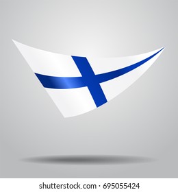 Finnish flag wavy abstract background. Vector illustration.