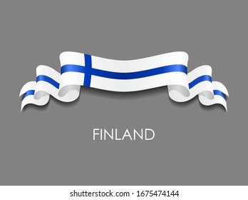 Finnish flag wavy ribbon background. Vector illustration.
