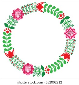 Finnish floral folk art round pattern - Nordic, Scandinavian style