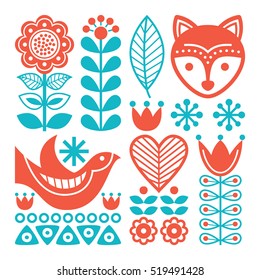 
Finnish inspired folk art pattern - Scandinavian, Nordic style 