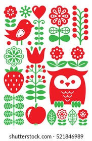 Finnish inspired folk art pattern - Scandinavian, Nordic style  