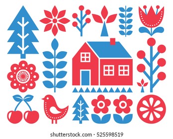 Finnish Inspired Folk Art Pattern - Scandinavian, Nordic Style 