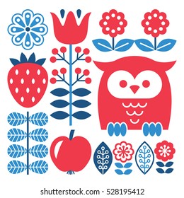 Finnish inspired folk art pattern - Scandinavian, Nordic style  