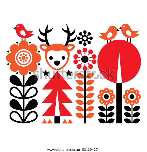 Finnish Inspired Folk Art Pattern Scandinavian Stock Vector (Royalty ...