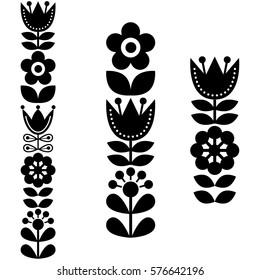 Finnish inspired long folk art pattern - Nordic, Scandinavian style