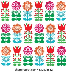 Finnish inspired seamless folk art pattern - Scandinavian, Nordic style 