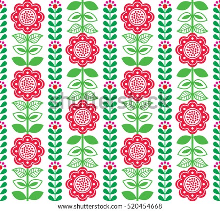 Finnish inspired seamless folk art pattern - Scandinavian, Nordic style 
 