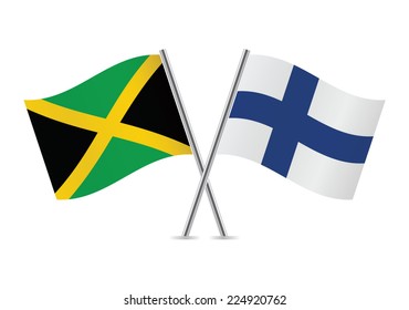 Finnish and Jamaican flags. Vector illustration.