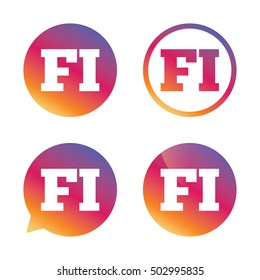 Finnish language sign icon. FI translation.