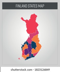finnische Landkarte, bunter Karte auf Vektorgrafik