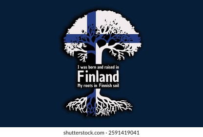 Finnish roots and symbolism: a tree with the Finnish flag, embodying national pride and love for nature	