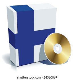 Finnish software box with national flag colors and CD.