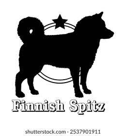 Silhueta de cachorro Spitz finlandês, cão, raças de cães, logotipo, vetor, silhueta, design de logotipo, animal, ilustração, ícone, sinal, design, preto, símbolo, pet