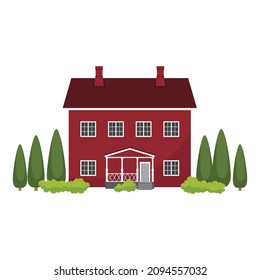 Finnish traditional countryside house. Flat vector illustration. 