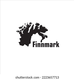 Finnmark map and black lettering design on white background