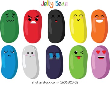 finny and colorfull jelly bean emoticon