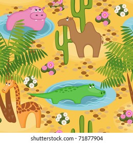 Finny repeated background with African animals