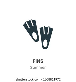 Fins glyph icon vector on white background. Flat vector fins icon symbol sign from modern summer collection for mobile concept and web apps design.