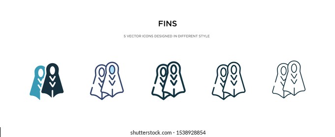 fins icon in different style vector illustration. two colored and black fins vector icons designed in filled, outline, line and stroke style can be used for web, mobile, ui