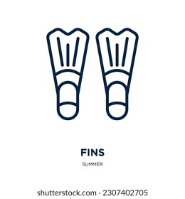 fins icon from summer collection. Thin linear fins, fin, sea outline icon isolated on white background. Line vector fins sign, symbol for web and mobile