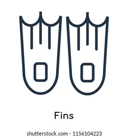 Fins icon vector isolated on white background, Fins transparent sign , thin symbols or lined elements in outline style