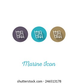 Fins Marine Flat Icon - Webdesign Element with Long Shadow - Vector Illustration