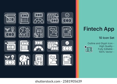 Fintech App Icon Set | Financial Technology, Banking Vector Icons