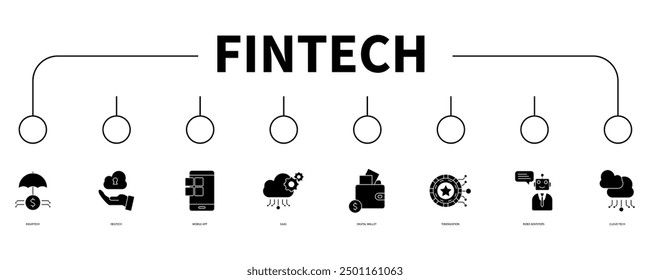 fintech banner web icon vector illustration concept