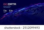 Fintech Big Data Visualization. Abstract Digital Circles of Particles. Futuristic Circular Sound Wave. 3D Virtual Space VR Cyberspace. Crypto Currency Blockchain Concept. Vector Illustration.