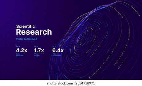 Fintech Big Data Visualization. Abstract Digital Circles of Particles. Futuristic Circular Sound Wave. 3D Virtual Space VR Cyberspace. Crypto Currency Blockchain Concept. Vector Illustration.