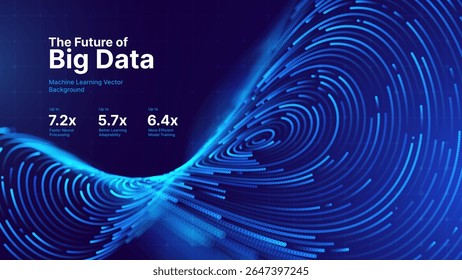 Fintech Big Data Visualization. Abstract Digital Circles of Particles. Futuristic Circular Sound Wave. 3D Virtual Space VR Cyberspace. Crypto Currency Blockchain Concept. Vector Illustration.