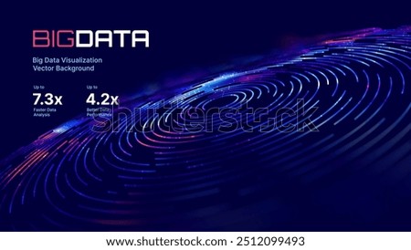 Fintech Big Data Visualization. Abstract Digital Circles of Particles. Futuristic Circular Sound Wave. 3D Virtual Space VR Cyberspace. Crypto Currency Blockchain Concept. Vector Illustration.