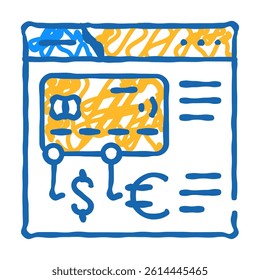 fintech digital card doodle icon sketch vector. fintech digital card sign. isolated symbol illustration