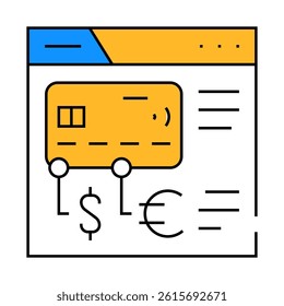 fintech digital card line icon vector. fintech digital card sign. isolated symbol illustration
