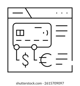 fintech digital card line icon vector. fintech digital card sign. isolated contour symbol black illustration