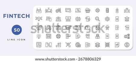 Fintech and digital finance icon set. Fintech outline icon set. Thin line banking, finance, payment, money, cryptocurrency vector illustration