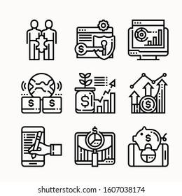 Fintech elements Line icons Pack vector