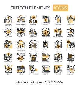 Fintech Elements , Thin Line and Pixel Perfect Icons