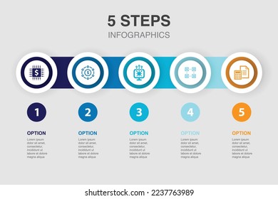 fintech, finance, technology, blockchain, accounting, icons Infographic design template. Creative concept with 5 steps