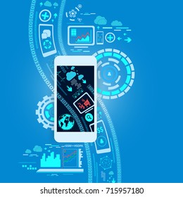 Fintech, financial technology background, online business concept, vector illustration