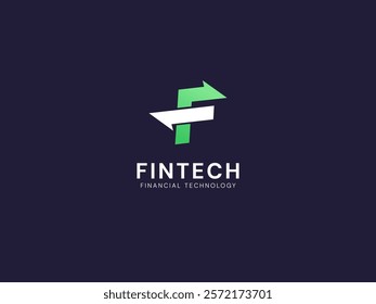 FinTech Financial Technology with Convert Arrows overlapping in letter F technology Analysis logo vector design concept. Letter f logotype symbol for digital finance, ui, Financial technology, website