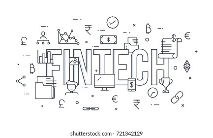 Fin-tech (financial technology) mechanism background. 