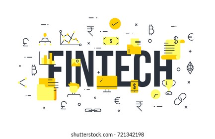 Fin-tech (financial technology) mechanism background. 