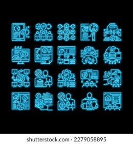 Fintech Financial Technology neon light sign vector. Hackathon Fintech Development And Blockchain, Crowdfunding And Investment Finance Business Digital Money Earning Illustrations