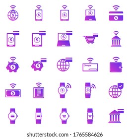 Fintech gradient icons on white background, stock vector
