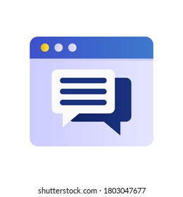 Fintech Icon Business Chat in Flat Style with Gradient Blue and Gold Color for Financial Site or Apps